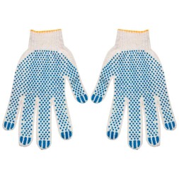 Перчатки х/б Эконом с ПВХ-точка, белые 4 нитки10 кл, 40 г