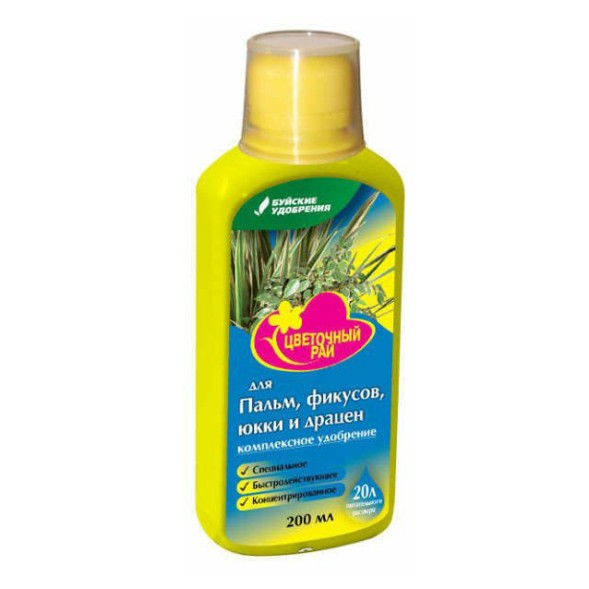  Комплексное удобрение &amp;quot;Цветочный рай&amp;quot; для пальм, фикусов, юкки и драцен 200 мл