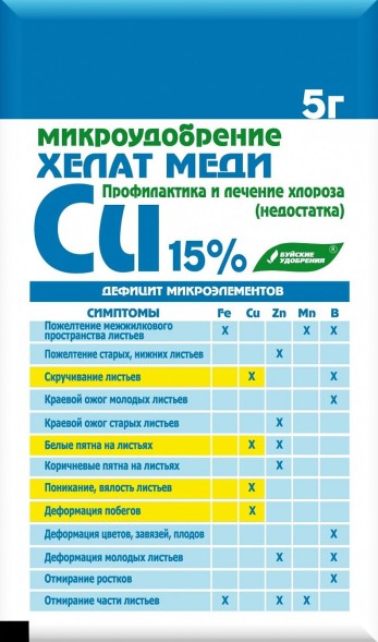  Микроудобрение хелат меди (ЭДТА Cu) 15% 5г