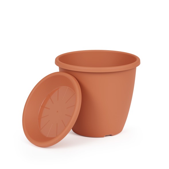  Афина горшок с поддоном 0,5л d11 h8,5см (коричневый)