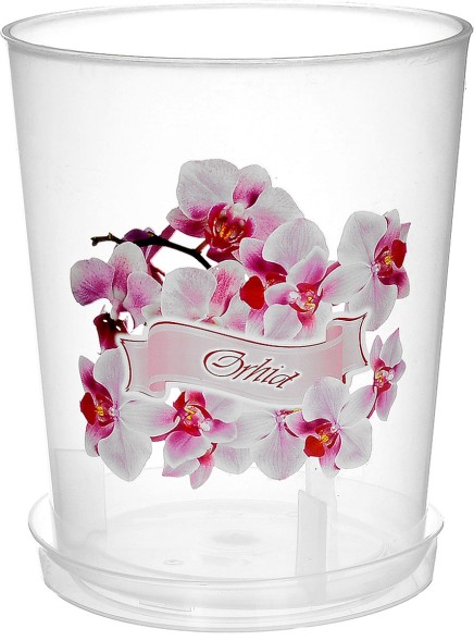  Кашпо для орхидей с поддоном 12,5*15см 1,2 л прозрачный